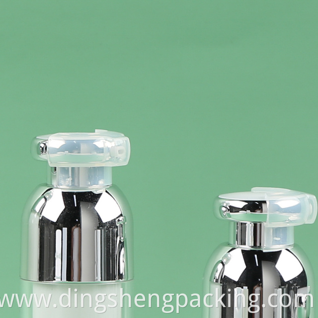 Straight round bright silver airless bottle cosmetic lotion container plastic airless bottle